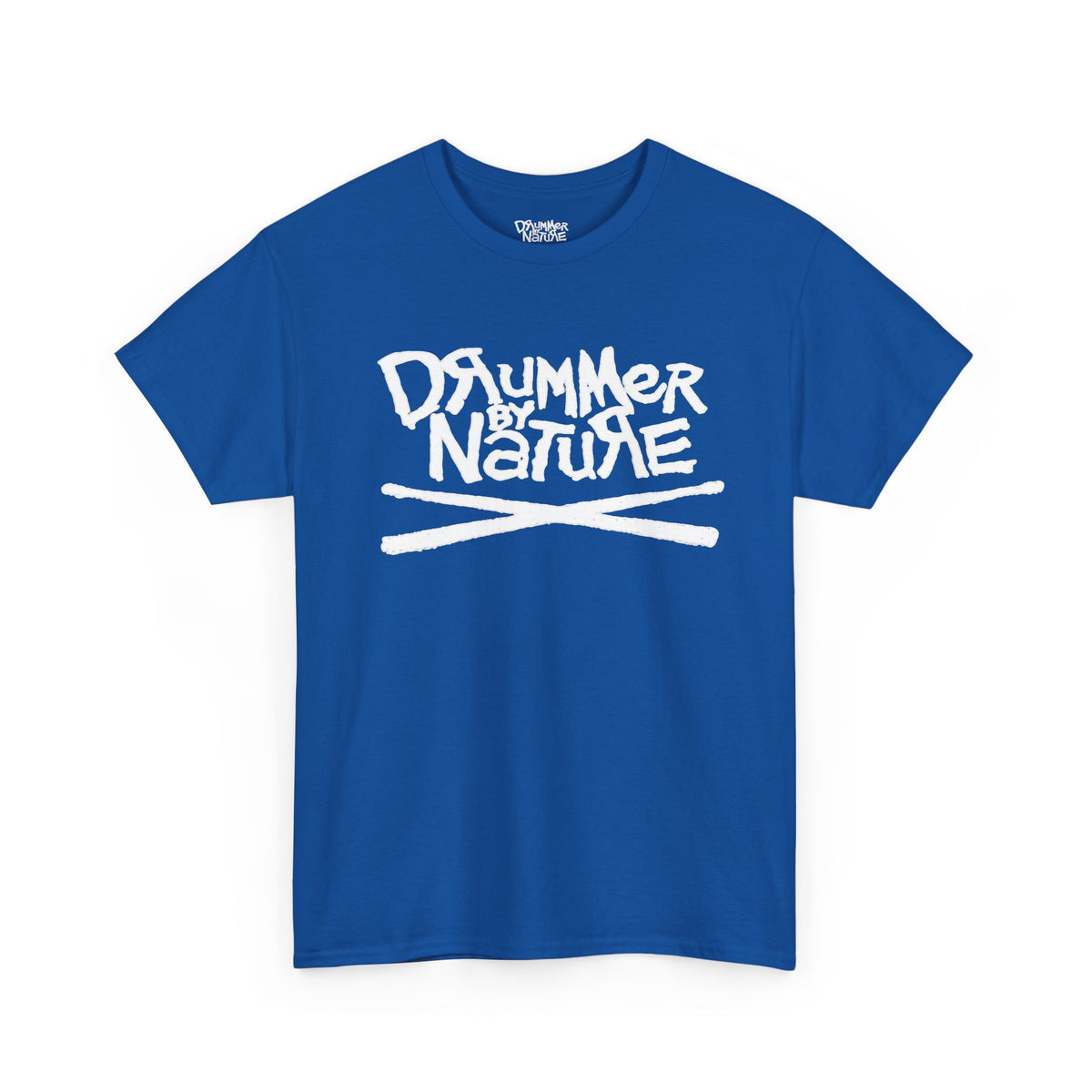 Royal blue Drummer By Nature T-shirt with white logo